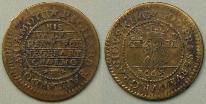 Monmouth, Richard Ballard halfpenny 1668 N6390